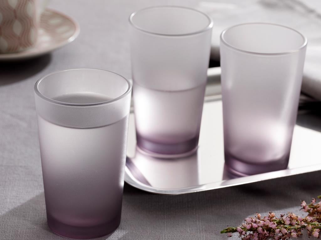 Degetto Glass 6 Set Served with Coffee Water Glass 100 ml Purple-Blue