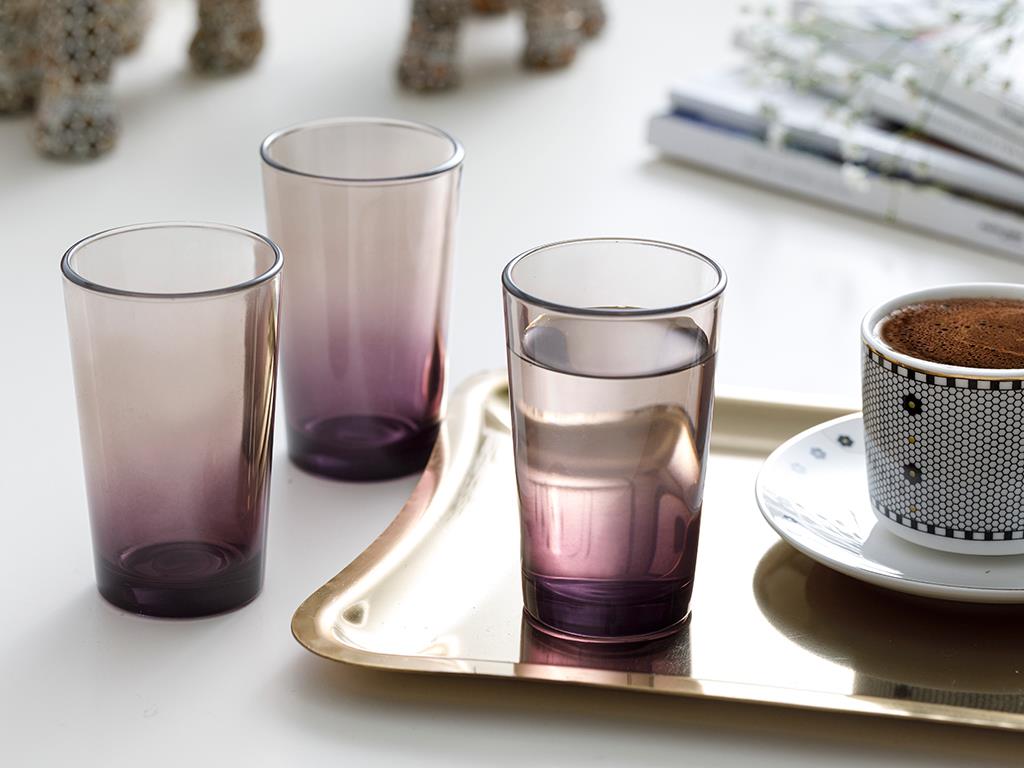 Degetto Glass 6 Set Served with Coffee Water Glass 100 ml Dark Purple