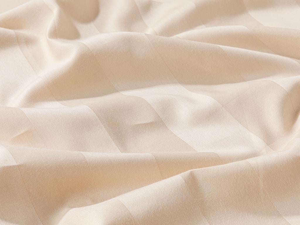 Deluxe Satin De Bumbac Cu Dungi Jacquard Super King Set Lenjerie De Pat 260x220 cm Bej