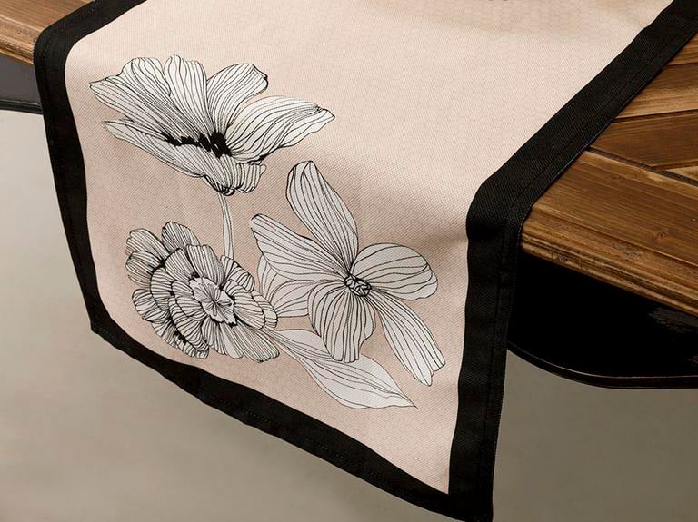Denby Mix Polyester Rectangular Runner 40x150 cm Beige - Black