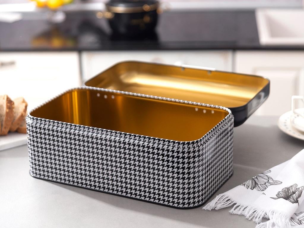 Denby Pied de poule Metal Rectangular Bread Box 20,9x36,5x16,3 cm Black - White