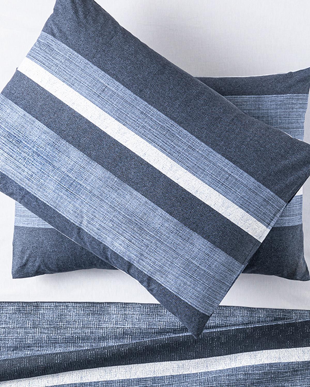 Denim Stripe Cu Bumbac Cu 2 Piese Față De Pernă 50x70 cm Bleumarin