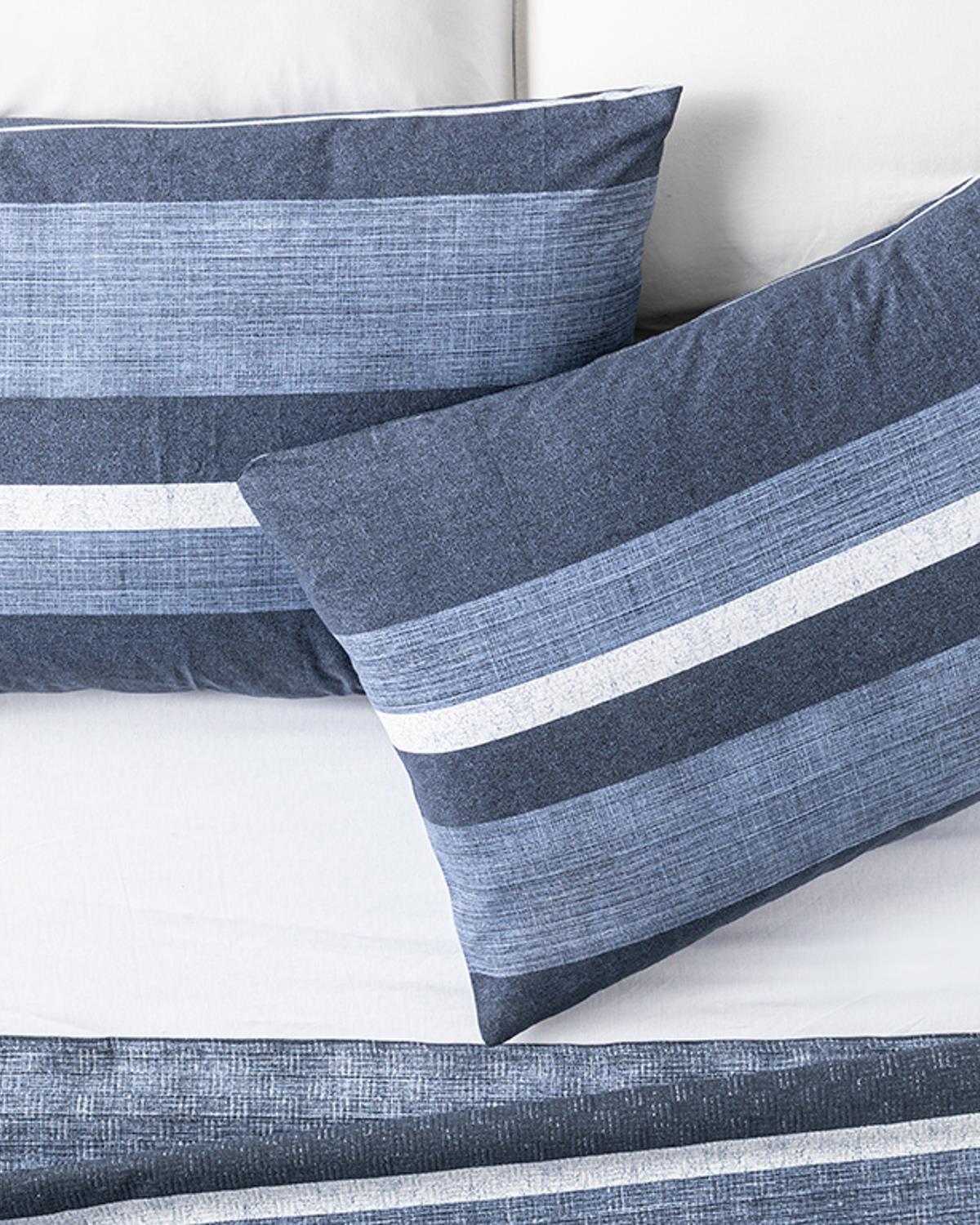 Denim Stripe Cu Bumbac Cu 2 Piese Față De Pernă 50x70 cm Bleumarin