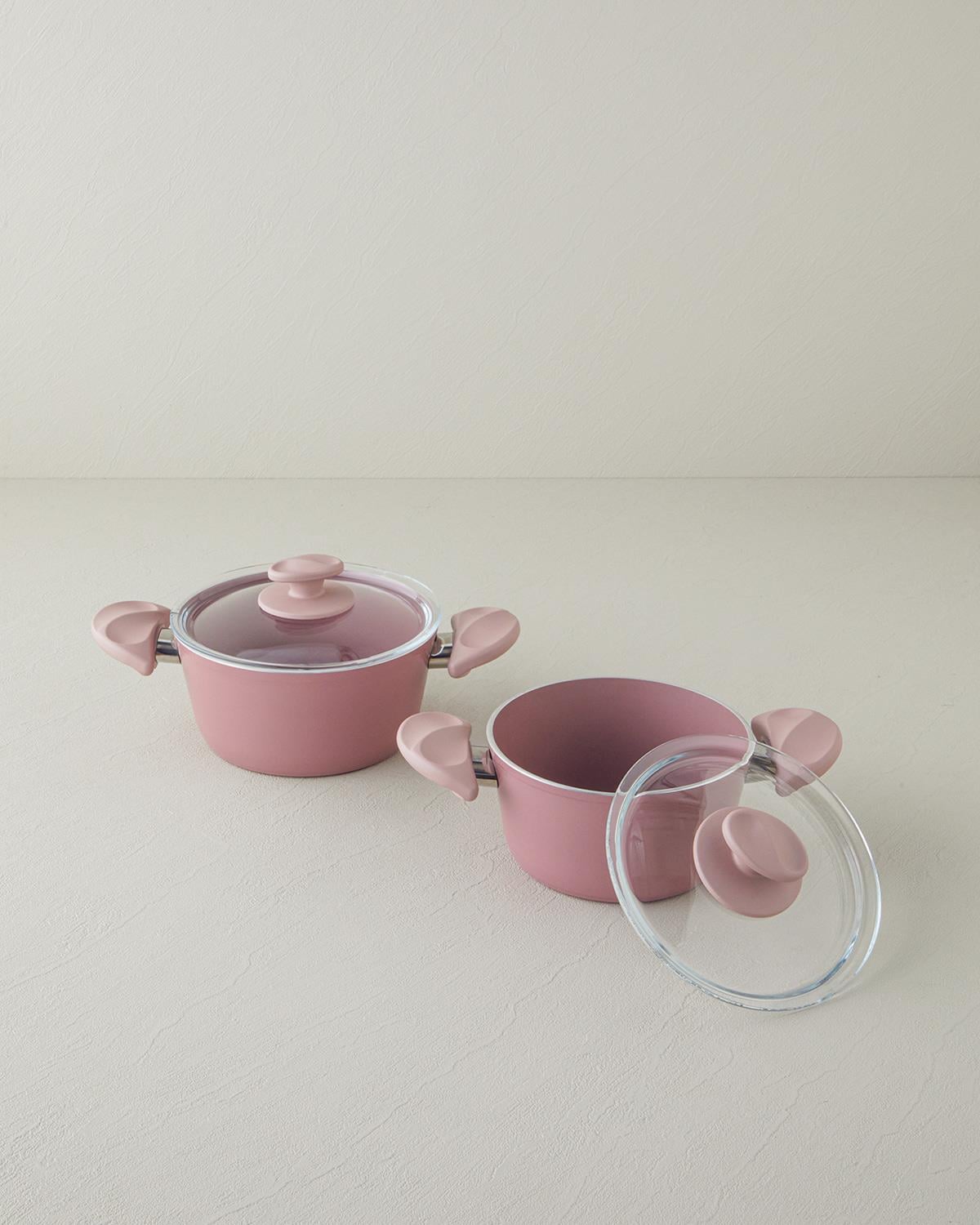 Aluminiu Set Vase De Bucătărie 16-18 cm Roz