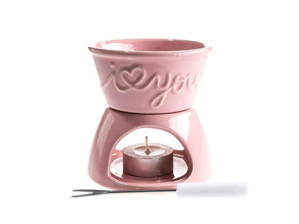 Love Silicone With Feet Fondue Set 9x9x9 cm Pink