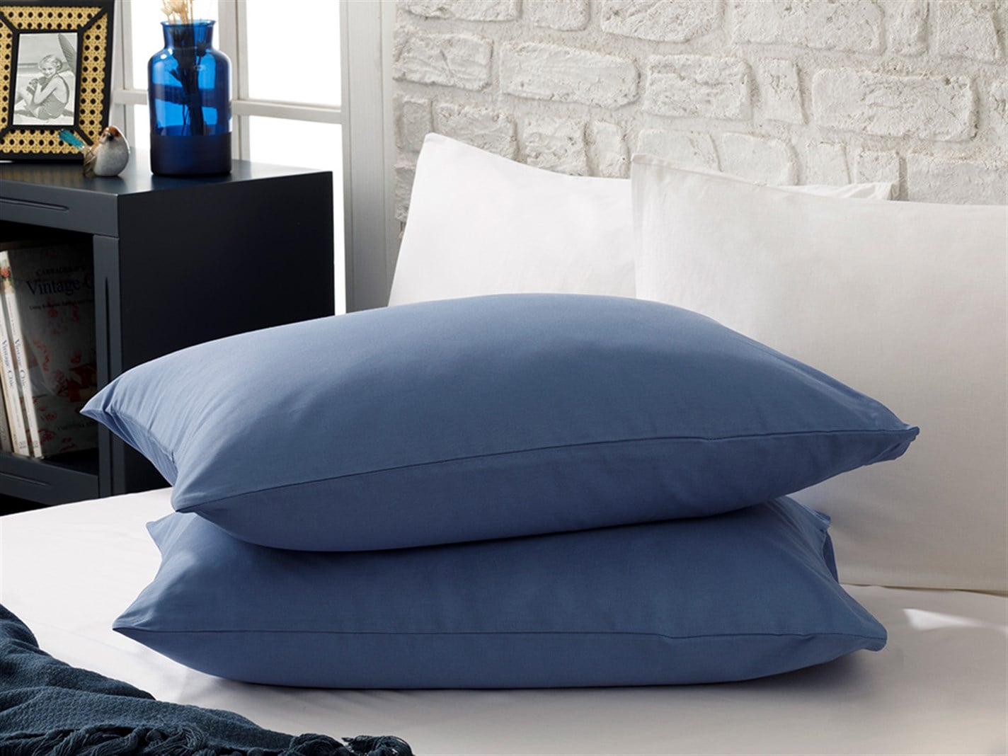 drept 57 Tel / 144 Numărul de fir 2 set 50x70 cm Deep Blue