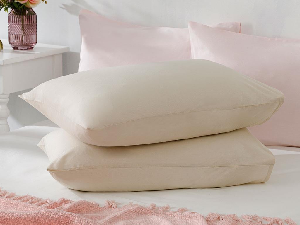 drept Cottony Set 2  FAȚĂ DE PERNĂ 50x70 cm Bej nou