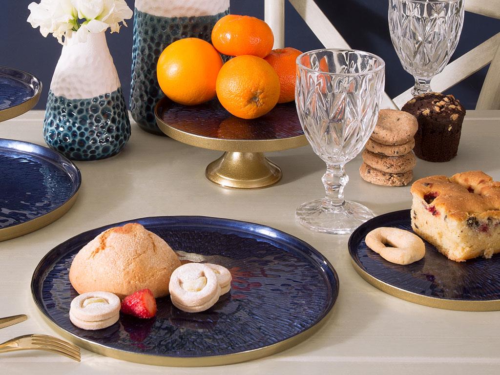 Dulcia Glass Service Plate 25 cm Navy Blue