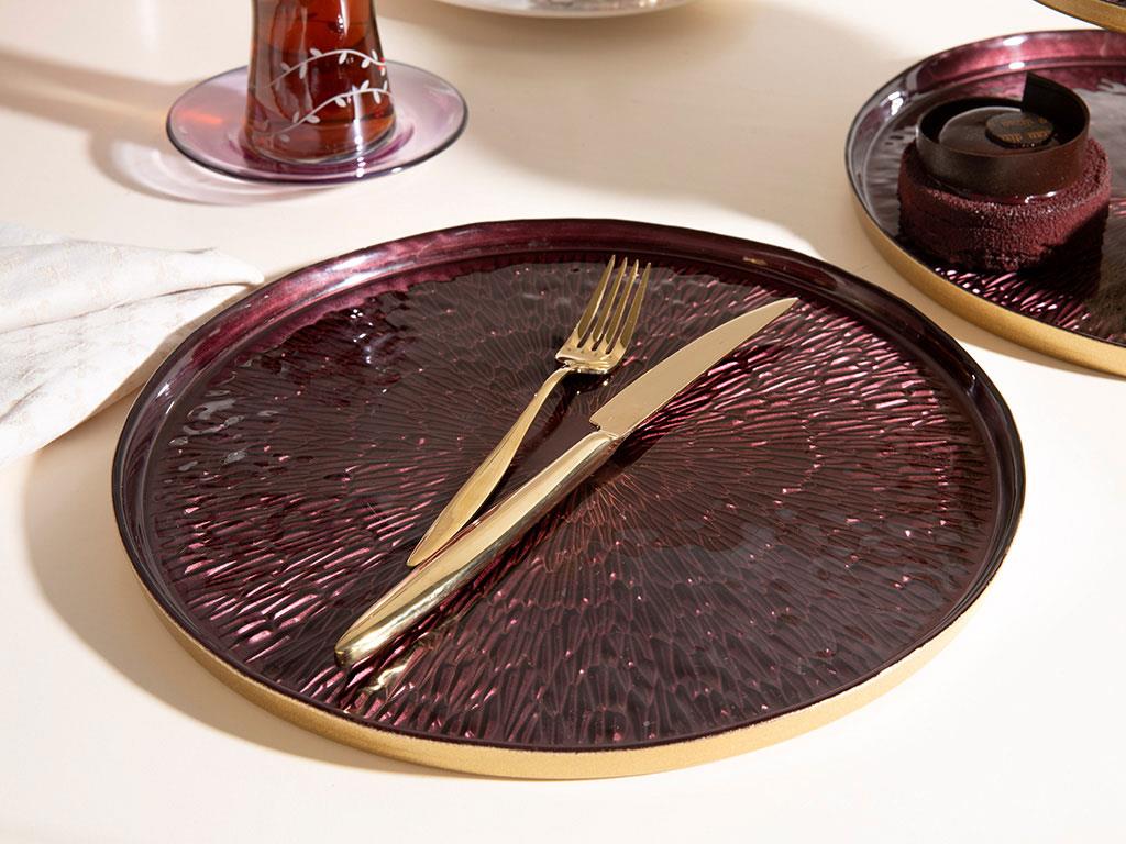 Dulcia Glass Service Plate 28 cm Damson