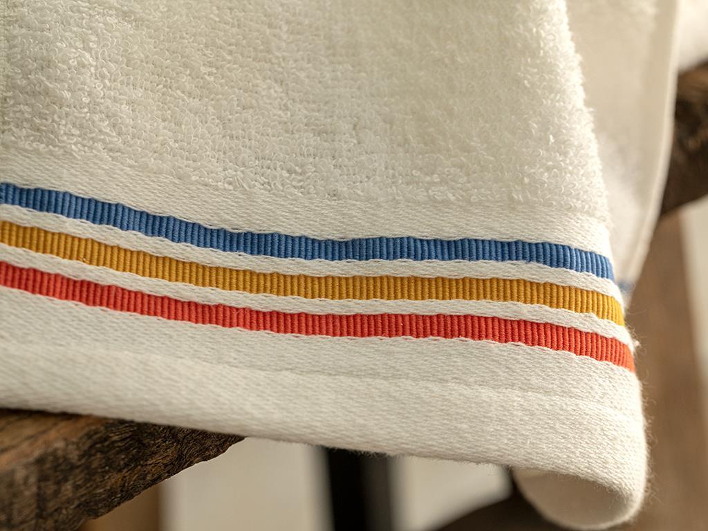 Striped Cottony Hand Towel 30x40 cm Ecru-Orange