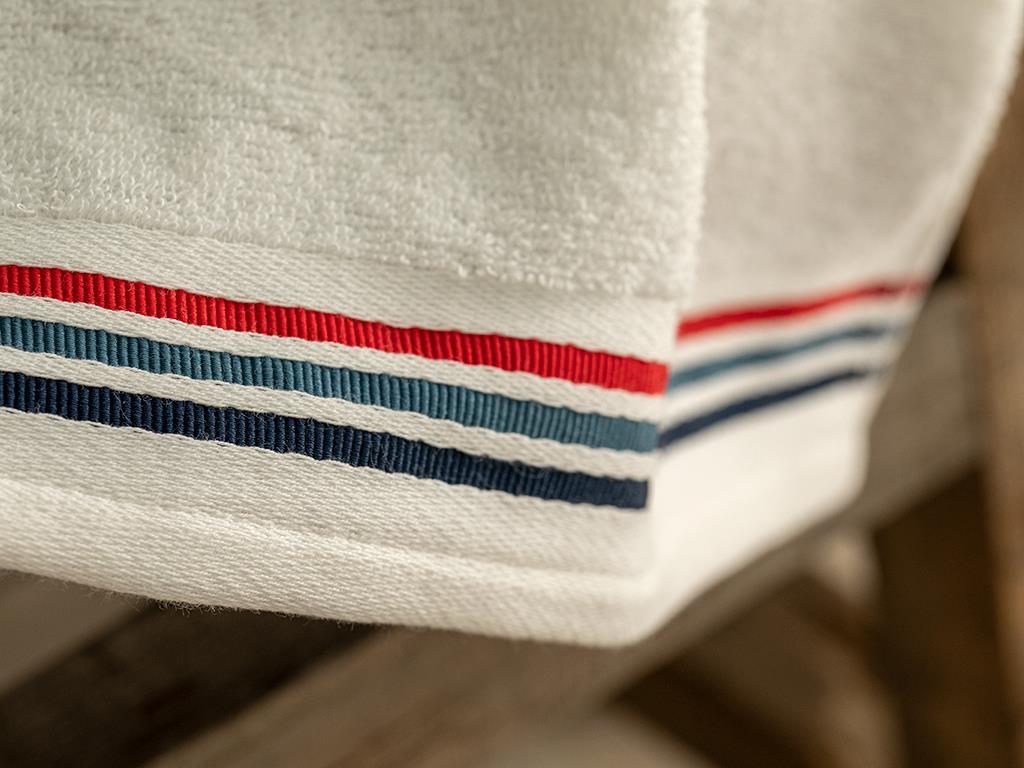 Striped Cotton Hand Towel 30x40 cm White - Navy Blue