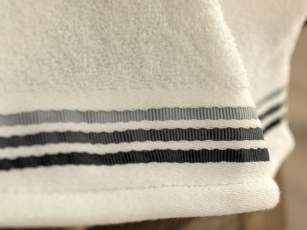 Striped Cottony Hand Towel 30x40 cm White - Anthracite