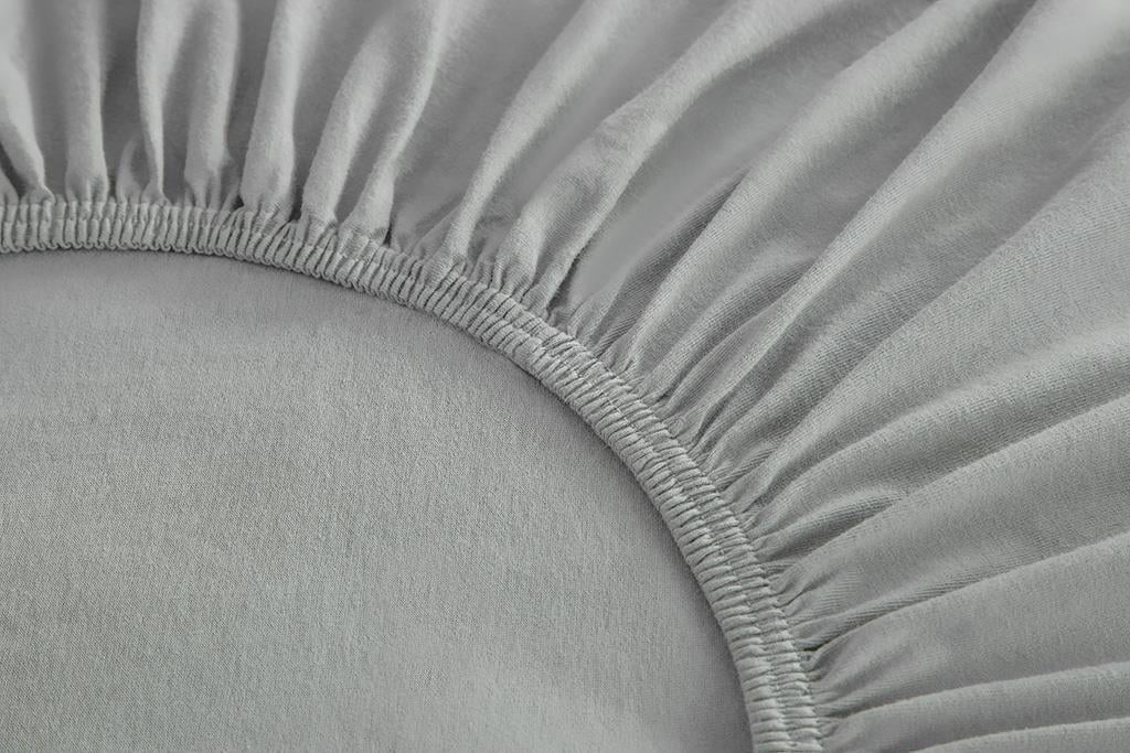 Düz Set De Cearșaf Cu Elastic King Size, Bumbac, 180*200 Cm, Gri