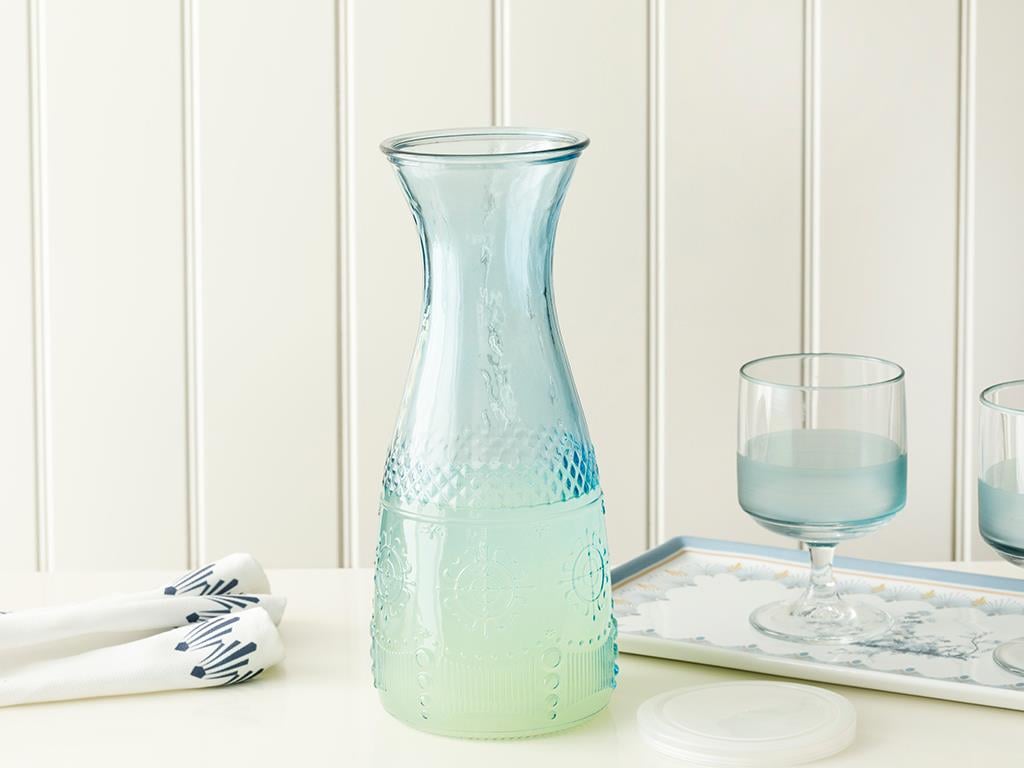 Elegance Glass Beverage Bottle Blue