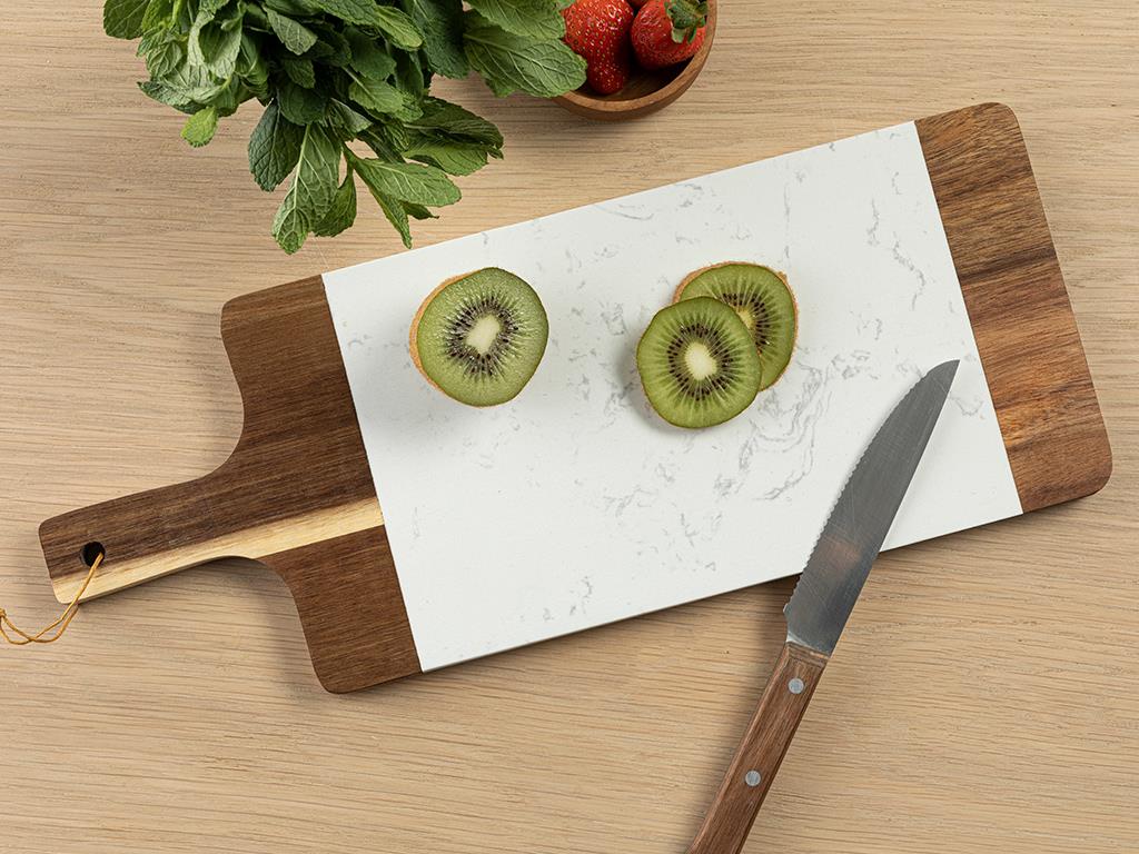 Elisa Acacia Marble Cutting Board 41x16 cm White