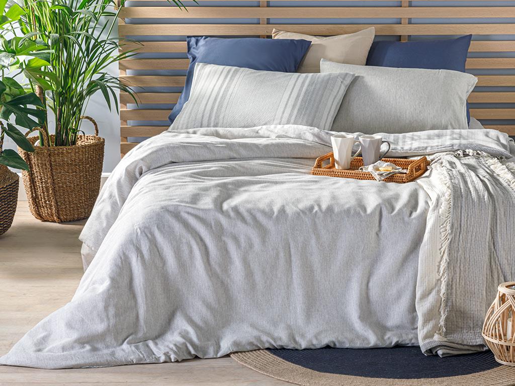 Elite Diamond  Ață vopsită Double Person  SET LENJERIE DE PAT 200x220 cm Gri.