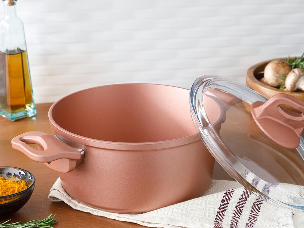 Emma big granite with glass capped Pan 20 cm Bronze