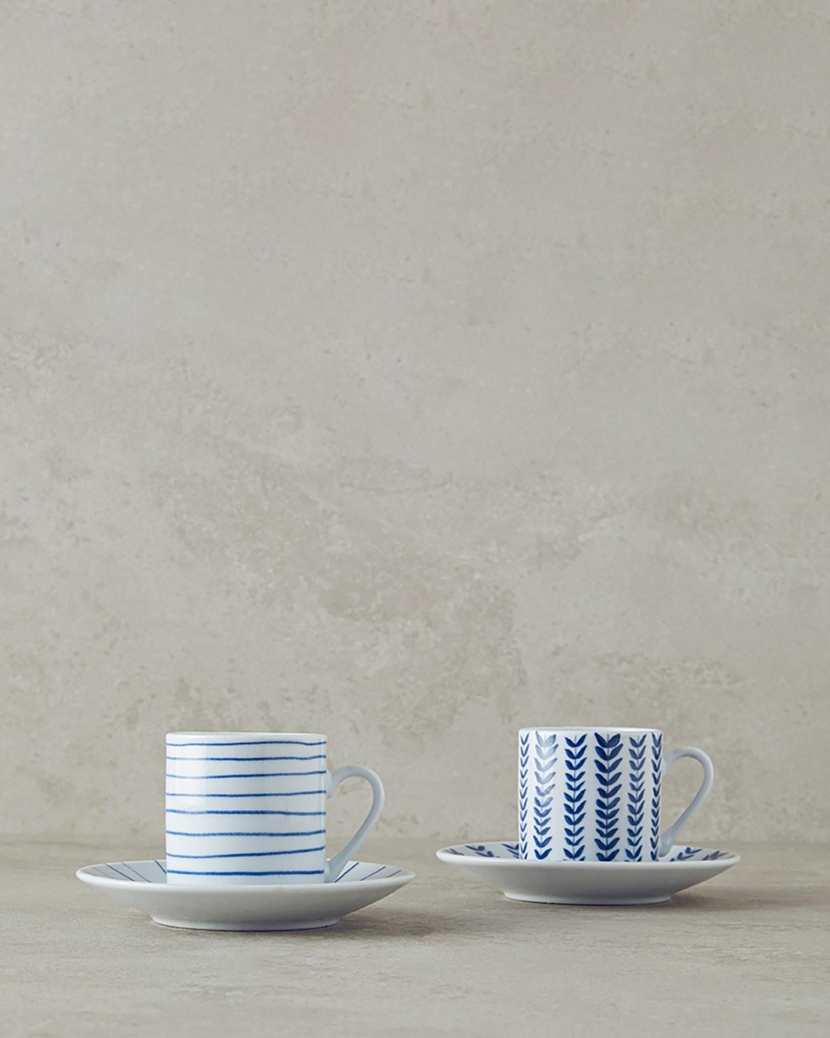 Enda Porcelain 4 Pieces 2 Servings Coffee Cup Set 80 ml Navy Blue