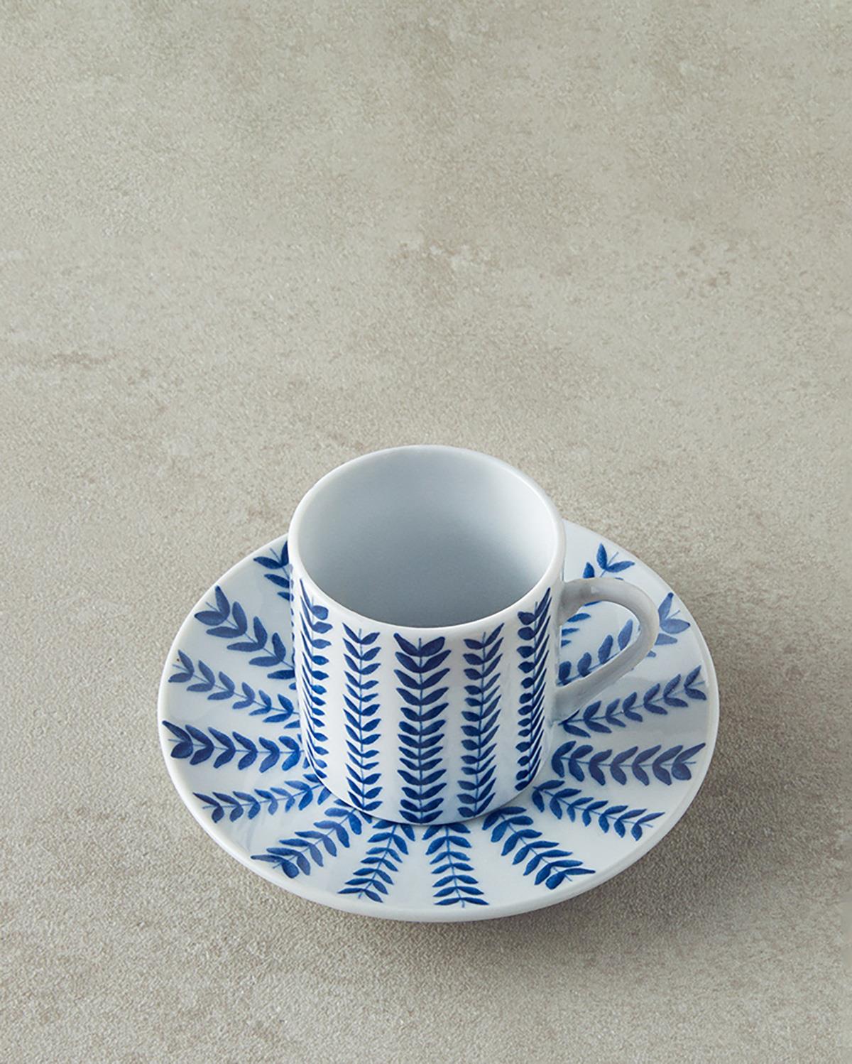 Enda Porcelain 4 Pieces 2 Servings Coffee Cup Set 80 ml Navy Blue