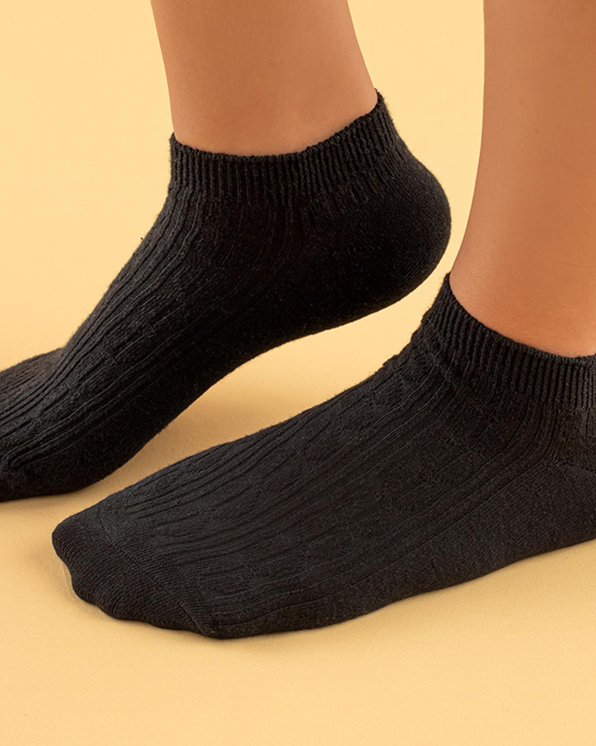 Sara Cotton Women Ankle Socks 36-40 Black