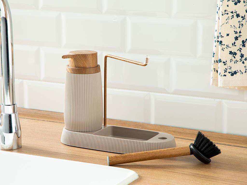 Evelyn Plastic brushed Dish Set 22x8x17 cm Dark Beige