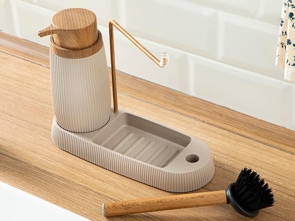 Evelyn Plastic brushed Dish Set 22x8x17 cm Dark Beige