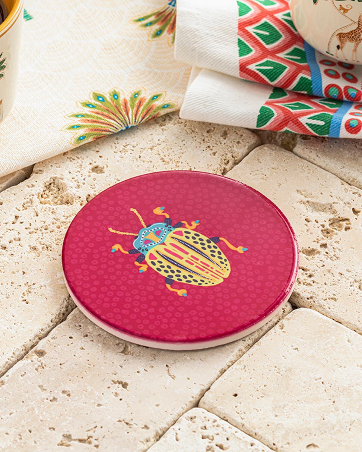 Exotic Bug Silicone Coaster 10,8 cm Purple