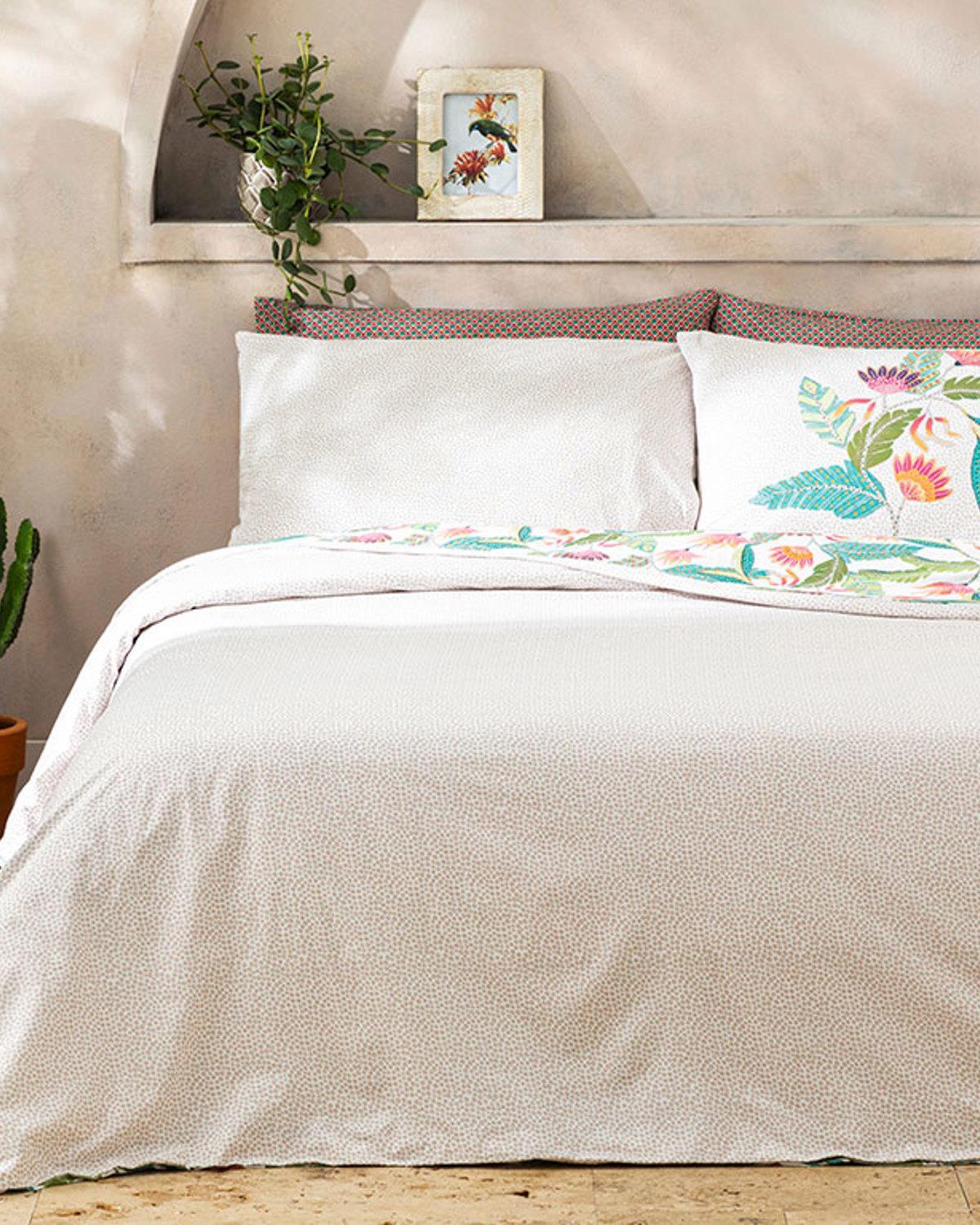 Exotic Flower Cu Bumbac King Size Set Lenjerie De Pat 240x220 cm Roz
