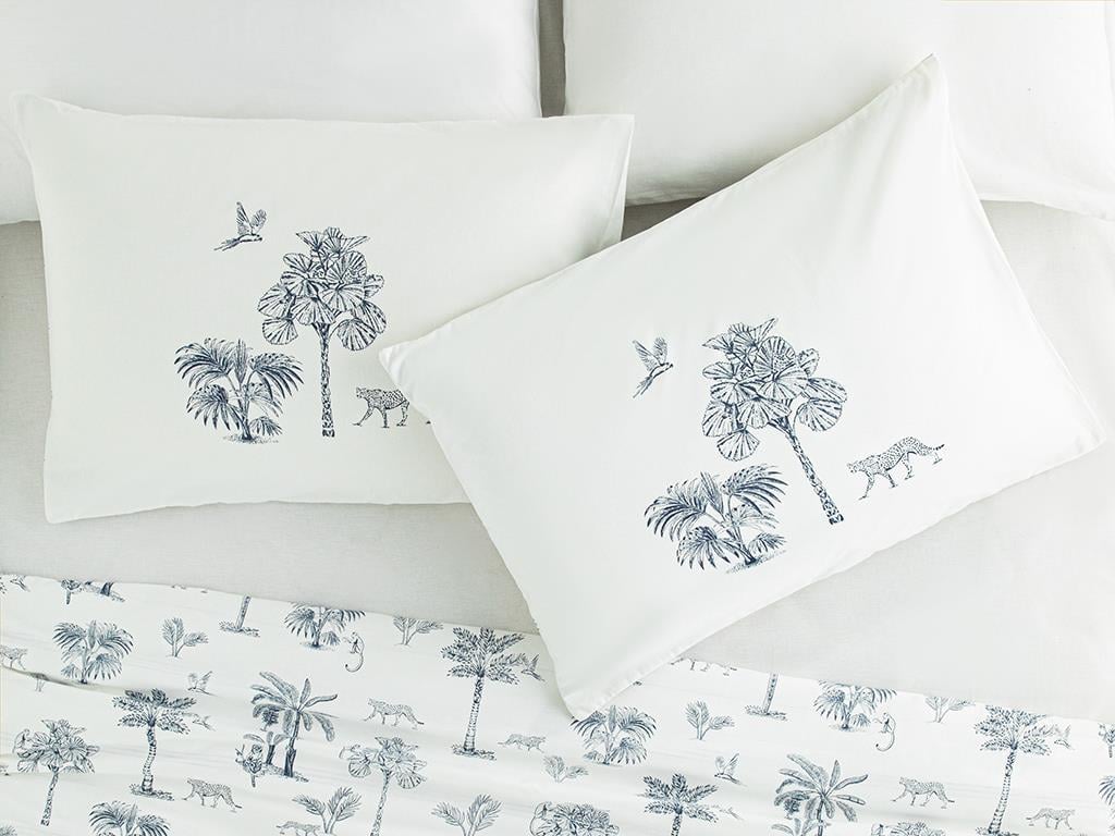 Exotic Forest Cottony 2 Set Față De Pernă 50*70 Cm Albastru İnchis