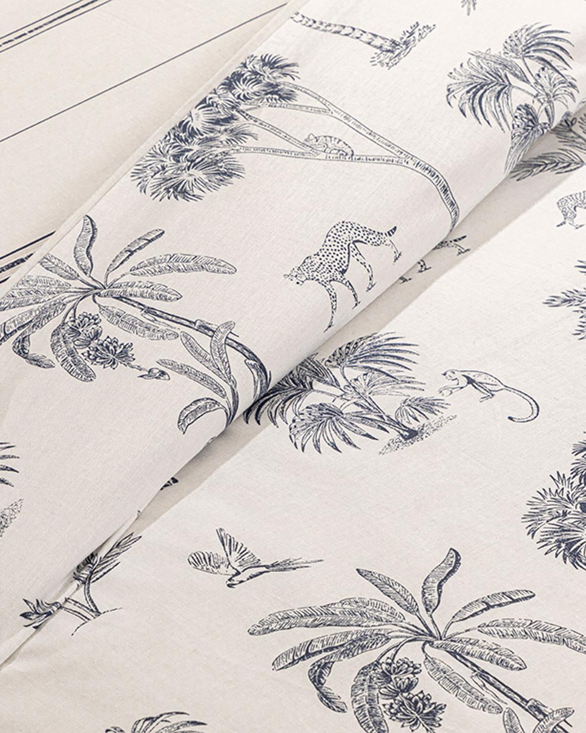 Exotic Forest Cu Bumbac King Size Set Lenjerie De Pat 240x220 cm Bleumarin