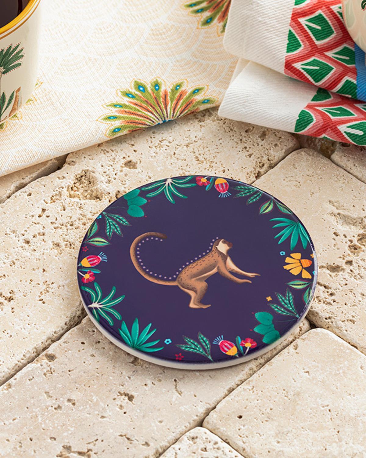 Exotic Monkey Silicone Coaster 10,8 cm Purple