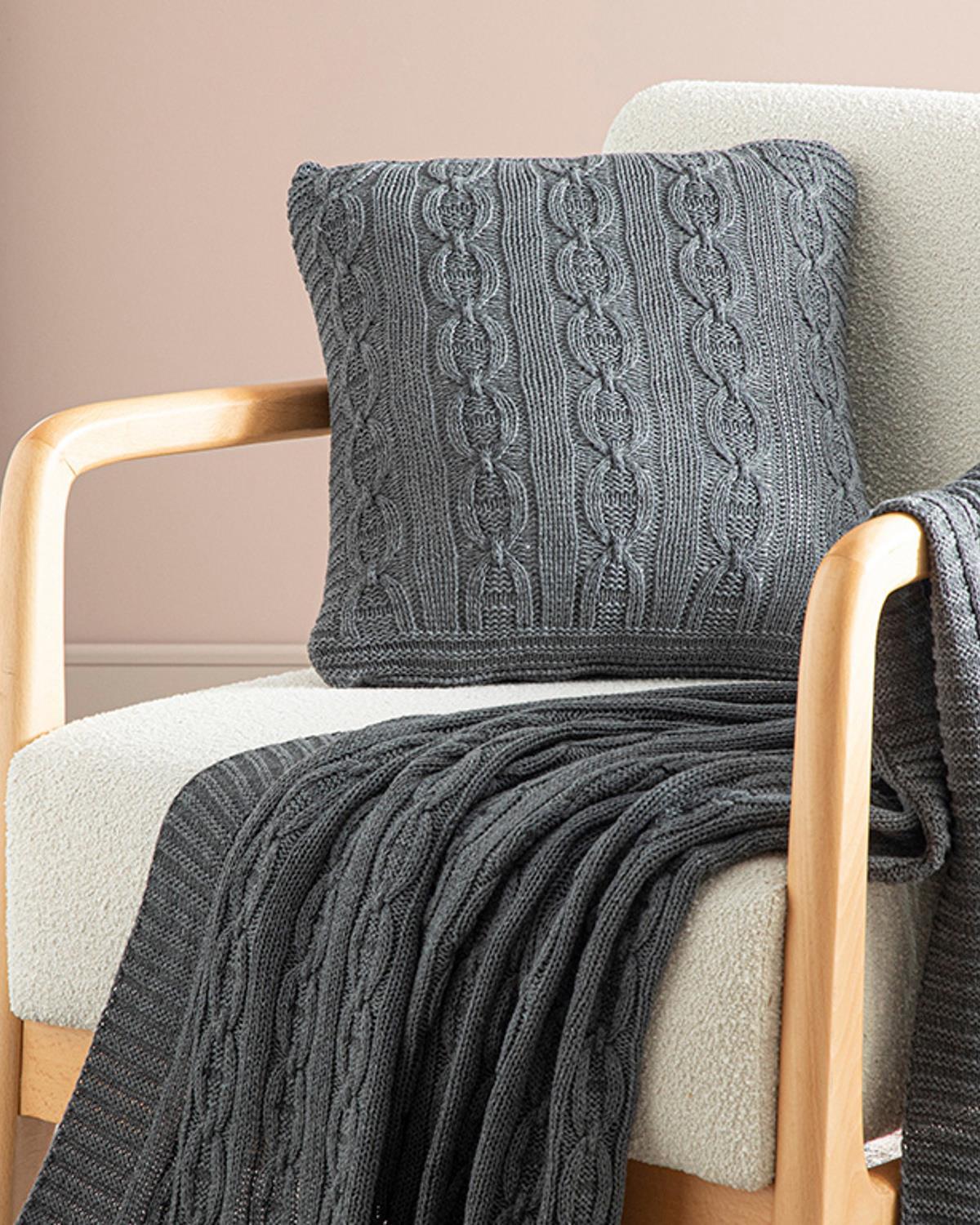 Față de pernă decorativă, North Pole, bumbac-poliester, 40x40 cm, antracit