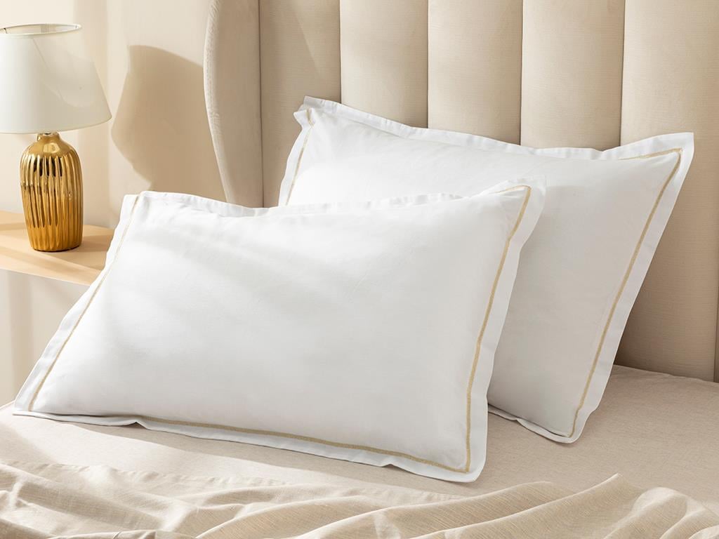 Fancy Plain Simli Pamuk  2 cu urechi  FAȚĂ DE PERNĂ 50x70 cm White