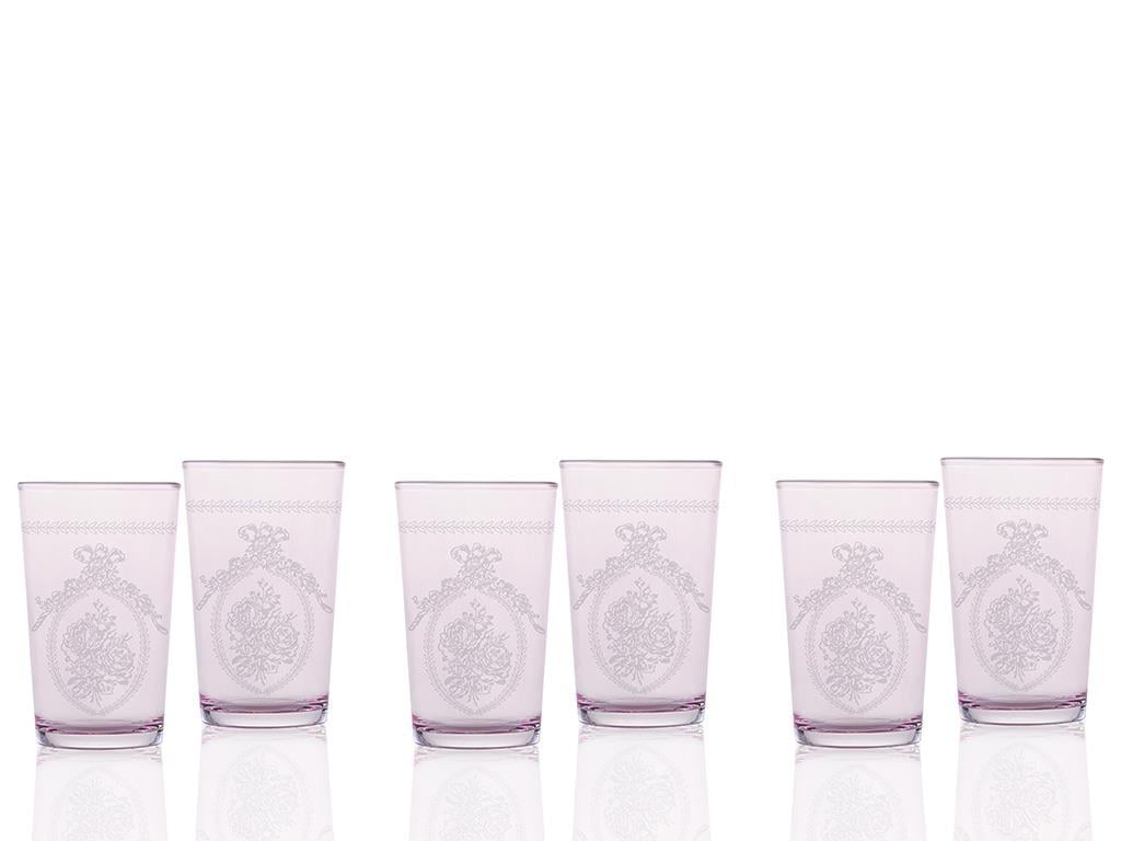 Fancy Glass 6 Set Served with Coffee Water Glass 100 ml Pink
