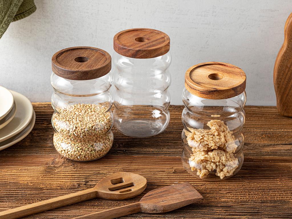 Fiona Borosilicate 3 pcs Jar 750 ml Transparent