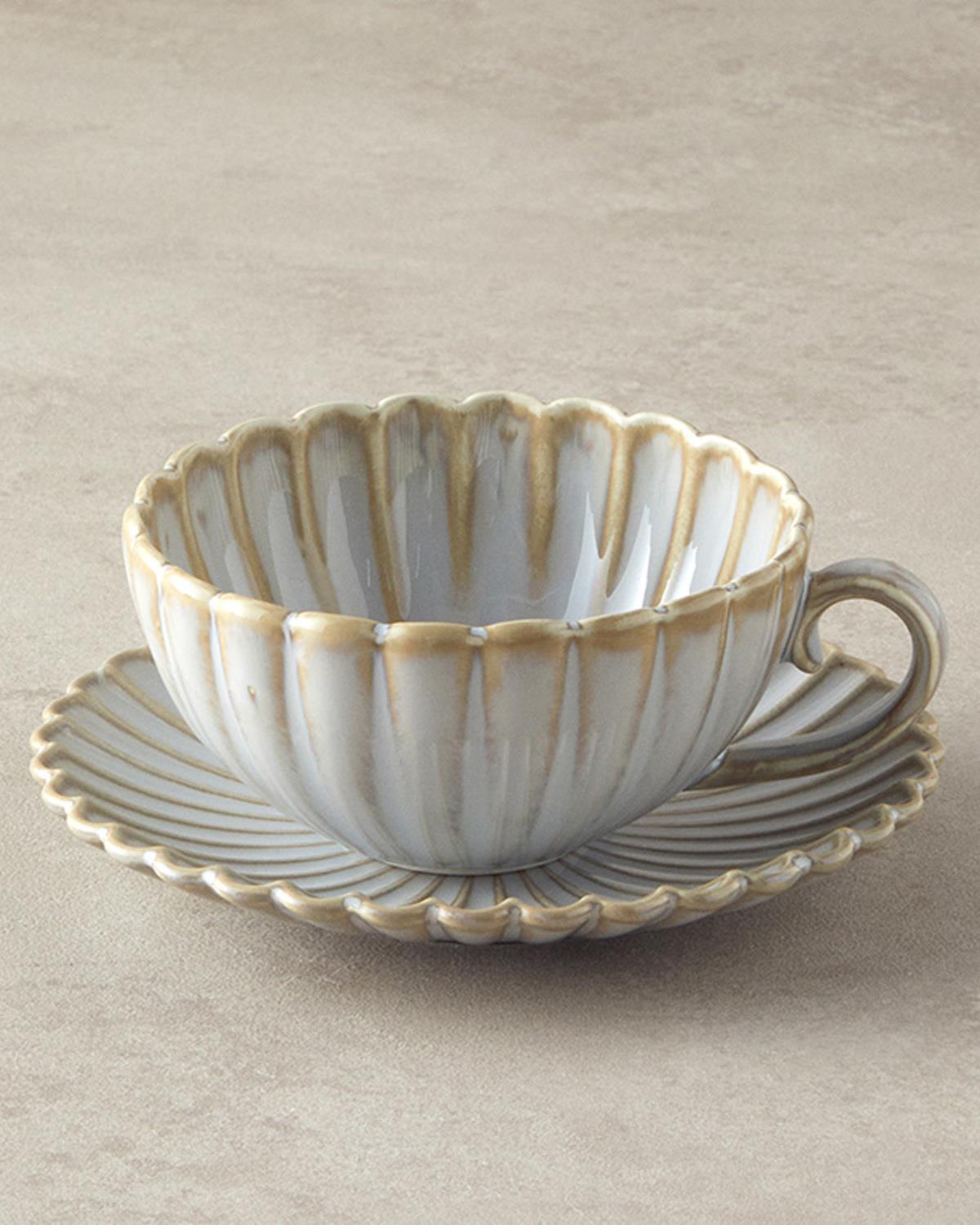 Fiore Porțelan New Bone China 4 Piese 2 Persoane Set De Cești De Ceai 220 ml Gri
