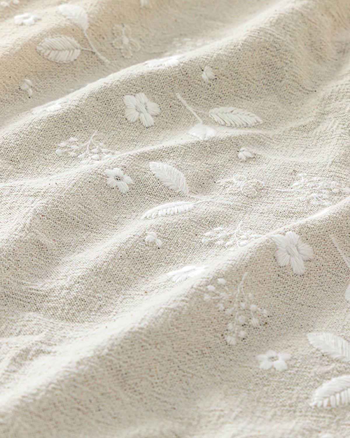 Fioritura Cotton Embroidered Table Cloth 150x200 cm Beige
