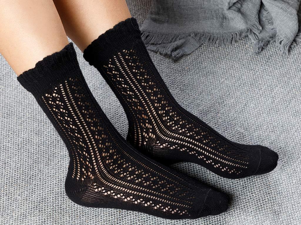 Fishnet Long Cotton Socks Standart Black