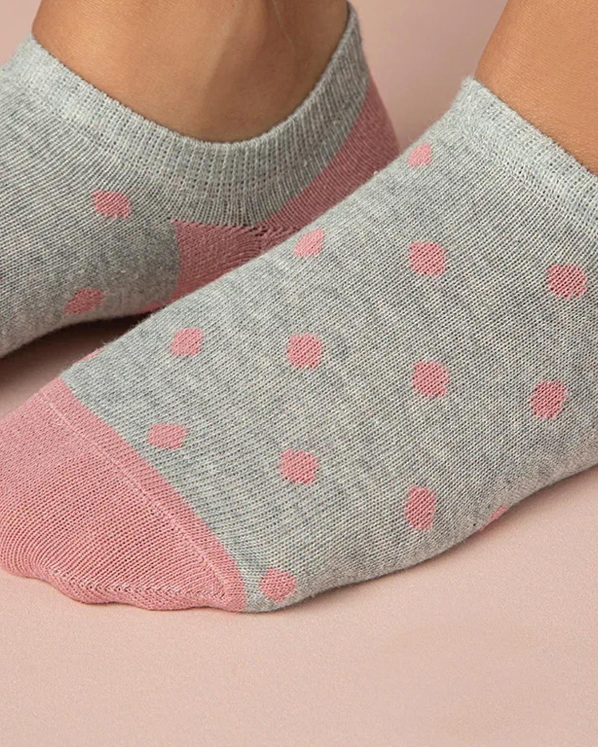 Fitted Dot Șosete Damă, Bumbac, 36-40, Roz-Gri