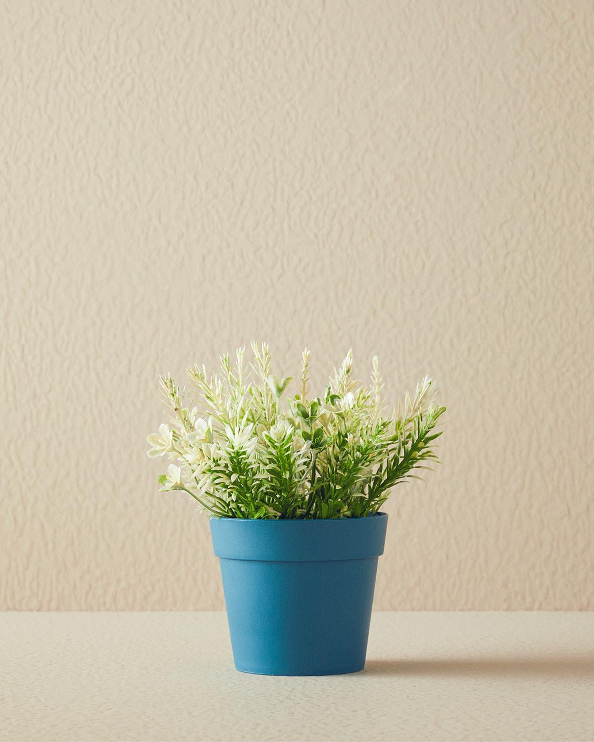 Flowery Artificial Flower with Vase Blue