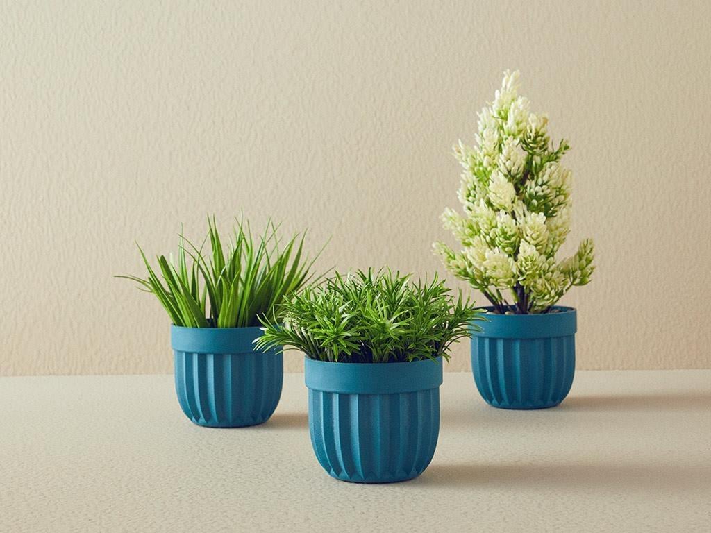 Leaves Artificial Flower with Vase 13x13x13 cm Anthracite