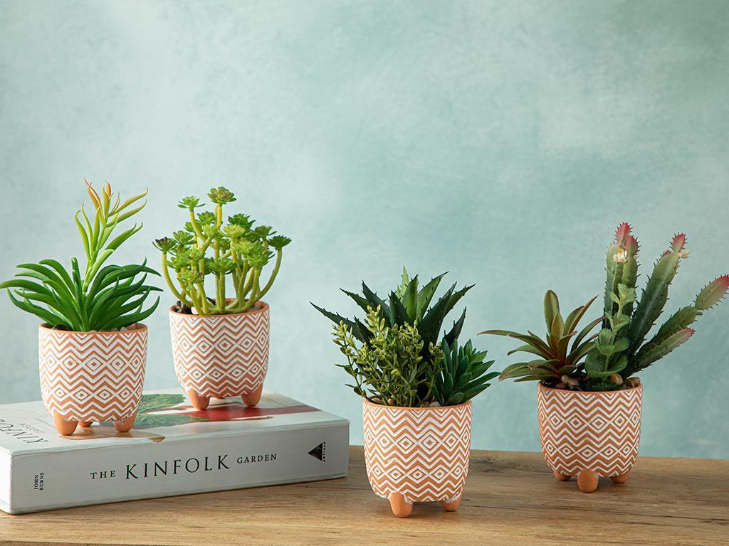 Mini Flower Artificial Flower with Vase 10x19 cm Green