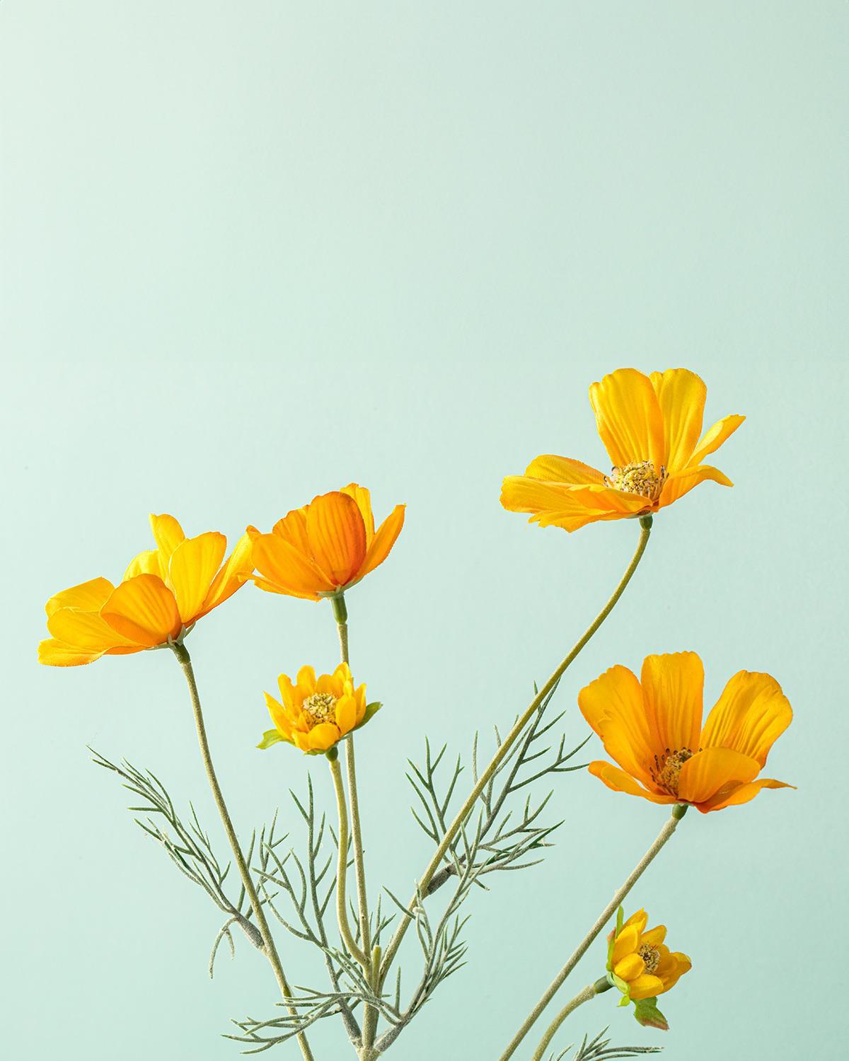 Floare artificiala, Daisy, plastic, 62 cm, portocaliu