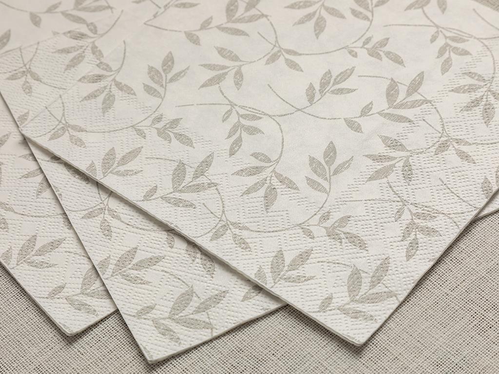 Flora Paper 20 Set Tissue Napkin 33x33 cm White
