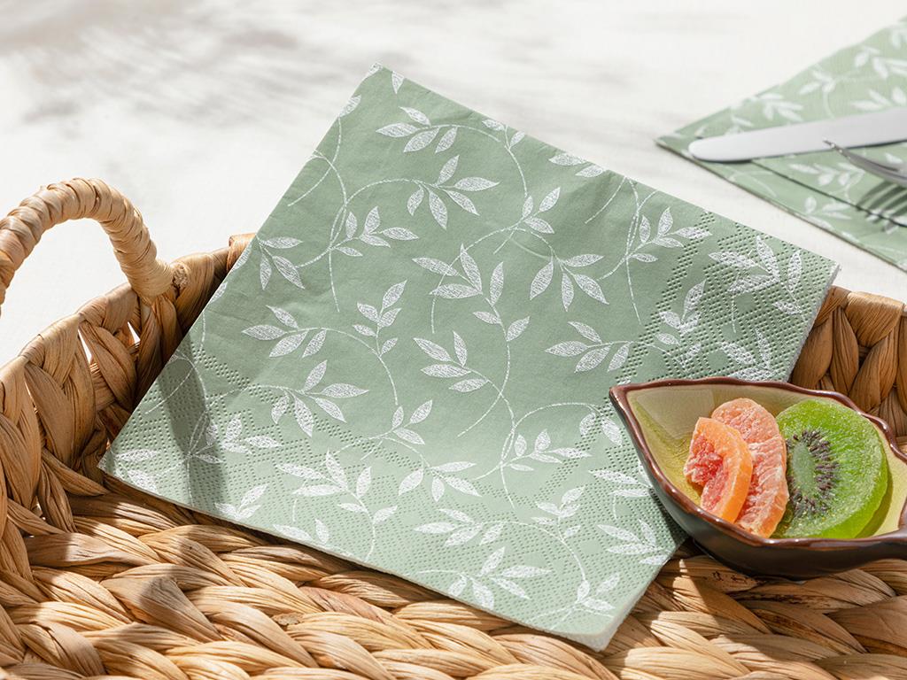 Flora 20 Set Tissue Napkin 33x33 cm Green