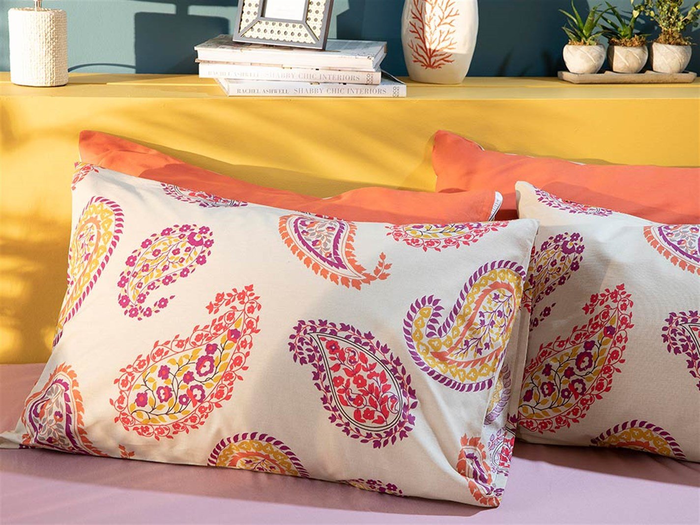 Flora paisley 57 Tel / 144 Numărul de fir 2 set 50x70 cm Burgundia-gri