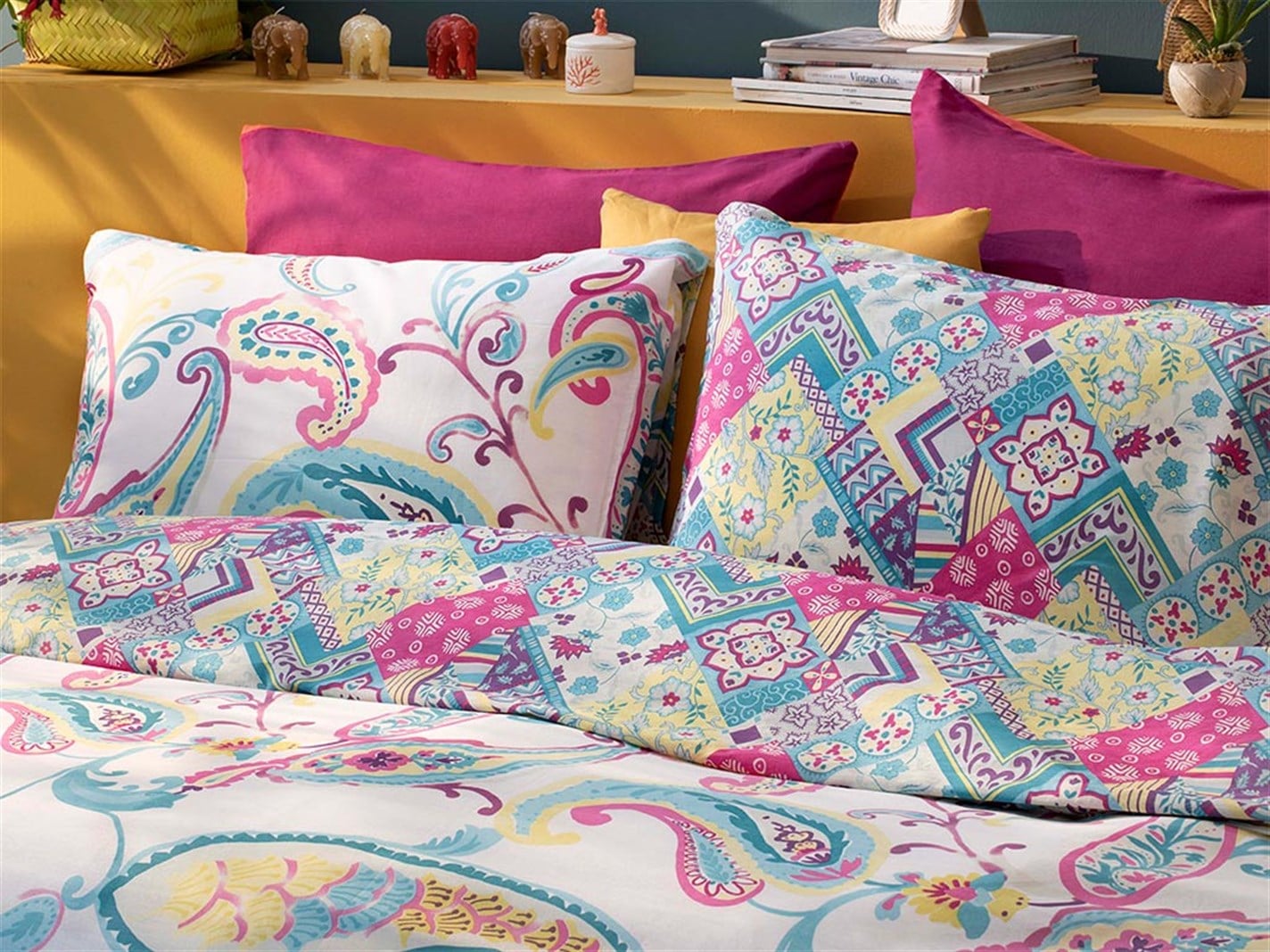 Floral Boho 52 Tel / 132 Numărul de fir Persoană dublă 200x220 cm Violet