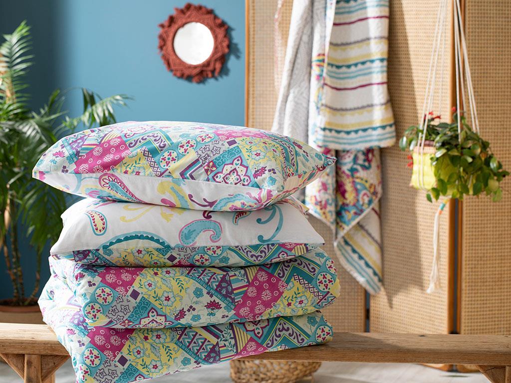 Floral Boho Bumbac For One Person  SET LENJERIE DE PAT 160x220 cm Violet.