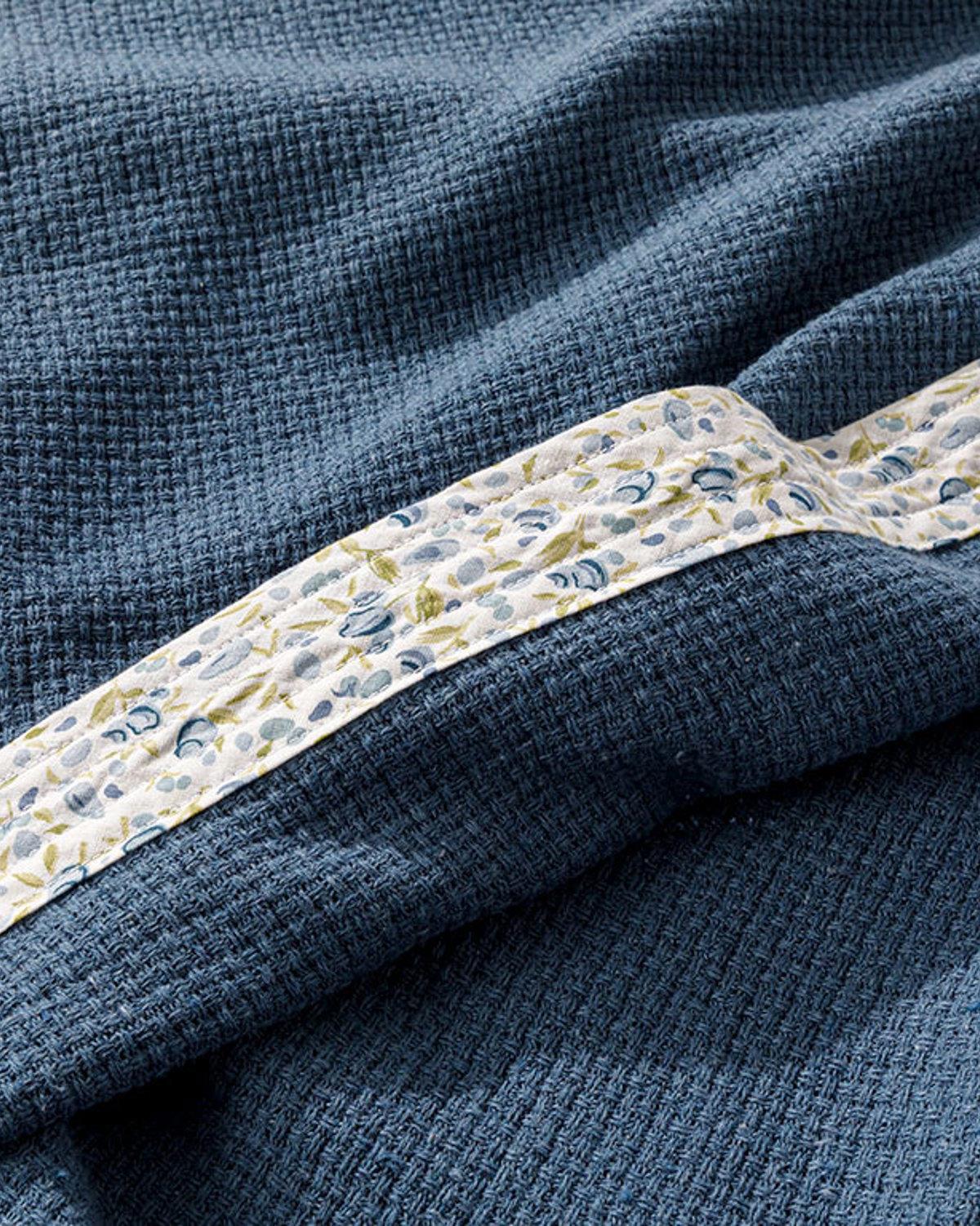 Floral Joy Cu Bandă De Îmbinare Double Set Pătură De Vară 200x220 cm Indigo.