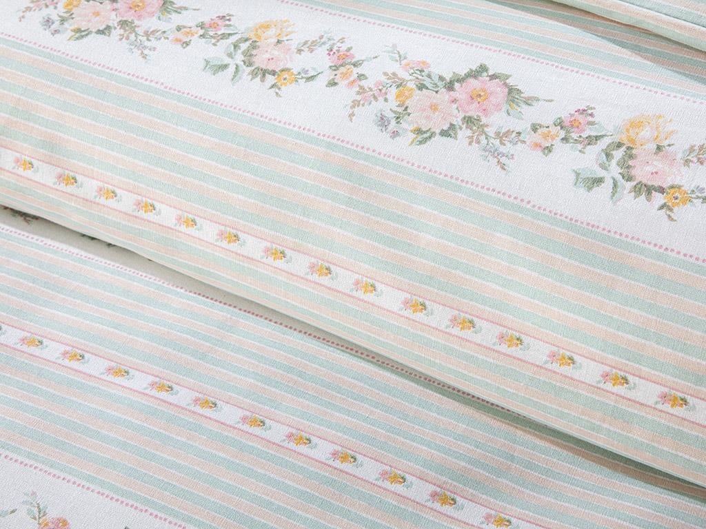 Floral Stripe Bumbac King Size Set Lenjerie De Pat 240*220 Cm Deschideți Seledon